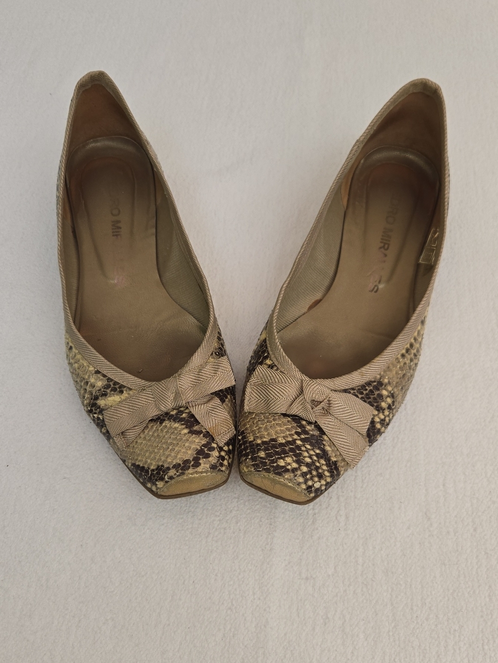 Pedro Miralles Snakeskin Print Hidden Wedge Ballet Flats EU 40 Leather - Picture 2 of 12